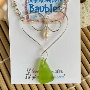 Heart’s Desire Sea Glass/Pearl Pendant